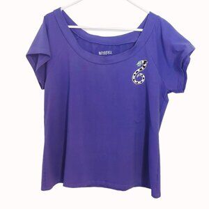 Warner Bros Beetlejuice Womens Plus Size 3 Snake Foxy Purple Blouse Boat Neck Ca